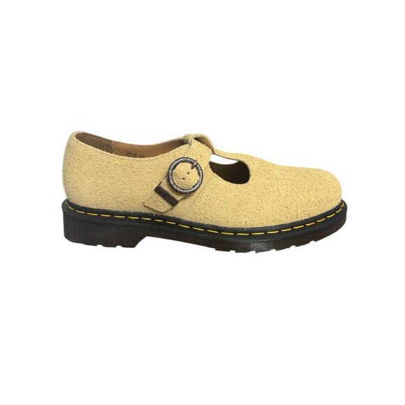 New! Dr Martens T-Bar Hazy Yellow Long Napped Suede Mary Janes - W 11 / M 10 - Picture 6 of 13